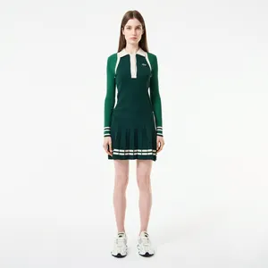 Женское эластичное платье Lacoste с длинным рукавом, зеленый, арт. EF2505