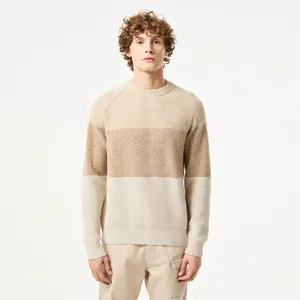 Мужской шерстяной свитер Lacoste в полоску, бежевый, арт. AH2519
