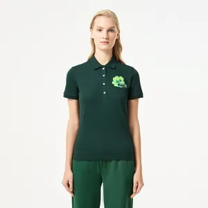 Женское хлопковое эластичное мини-поло Lacoste L.12.D, зеленый, арт. PF2683