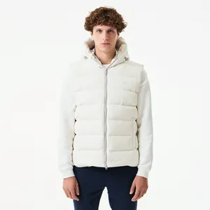 Мужской утеплённый стёганый жилет Lacoste с капюшоном, белый, арт. BH2517