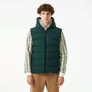 Мужской утеплённый стёганый жилет Lacoste с капюшоном, зеленый, арт. BH2517