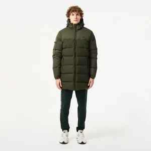 Мужской стёганый пуховик Lacoste с капюшоном, хаки, арт. BH2526