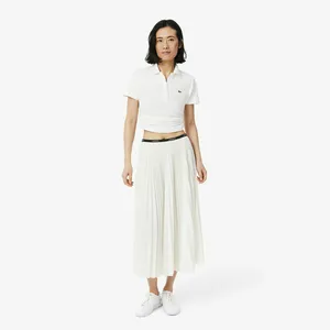 Длинная плиссированная юбка Lacoste с эластичной талией, белый, арт. JF1402