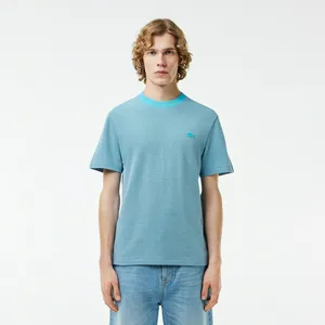 Мужская футболка Lacoste Caviar Pique с контрастным вырезом, синий, арт. TH7344