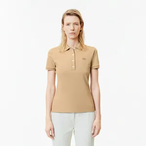 Женское поло Lacoste Slim Fit из эластичного хлопка, бежевый, арт. PF5462