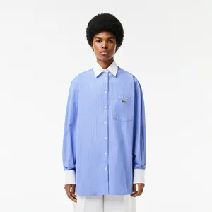 Женская рубашка Lacoste Regular Fit с контрастным воротником, синий, арт. CF6951