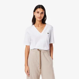 Женская футболка Lacoste Loose Fit с V-образным вырезом, белый, арт. TF7300
