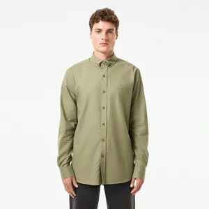 Мужская рубашка Lacoste из смеси хлопка и шерсти, хаки, арт. CH2550