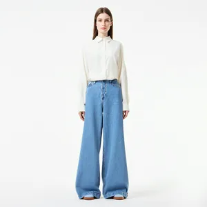 Женские прямые джинсы Lacoste с высокой талией, голубой, арт. HF2568