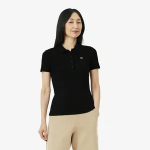 Женское поло Lacoste Slim Fit из органического хлопка, черный, арт. DF5377