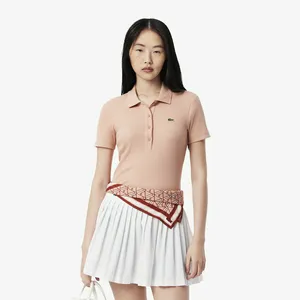 Женское поло Lacoste Slim Fit из органического хлопка, розовый, арт. DF5377