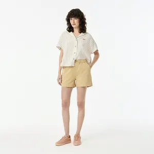 Женские короткие однотонные шорты Lacoste, бежевый, арт. FF0401