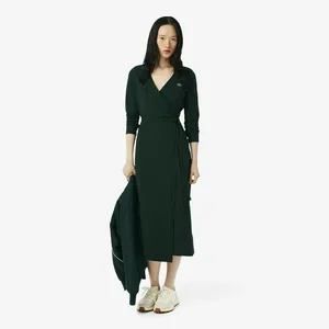 Эластичное хлопковое платье Lacoste, зеленый, арт. EF6022