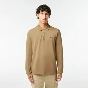 Мужское поло Lacoste Classic Fit с длинным рукавом, бежевый, арт. L1312