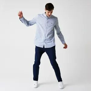 Мужские брюки Lacoste Slim Fit из хлопка и льна, синий, арт. HH0980
