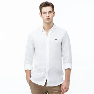 Мужская рубашка Lacoste из льна Slim Fit, белый, арт. CH0826L