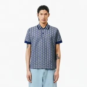 Мужское поло Lacoste Classic Fit с монограммой, синий, арт. DH1417