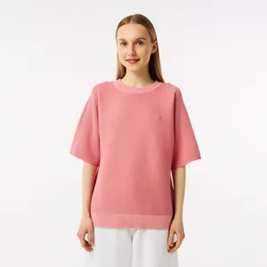 Женская вязаная футболка Lacoste Oversize с коротким рукавом, розовый, арт. AF0406