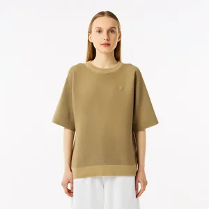 Женская вязаная футболка Lacoste Oversize с коротким рукавом, бежевый, арт. AF0406