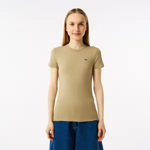 Женская хлопковая футболка Lacoste Relaxed Fit, бежевый, арт. TF7218
