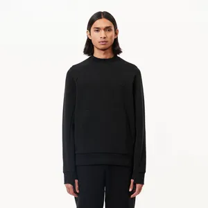 Мужской свитшот Lacoste Crew Neck с карманом-кенгуру, черный, арт. SH2695