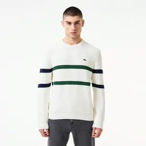 Мужской свитер Lacoste Relaxed Fit в полоску, белый, арт. AH2507