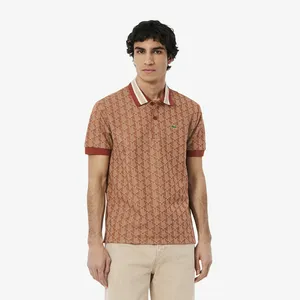 Мужское поло Lacoste Classic Fit с монограммой, коричневый, арт. DH1417