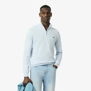 Мужской хлопковый свитер Lacoste на молнии с высоким воротом, голубой, арт. AH1980
