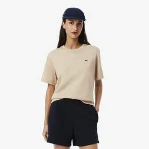 Женская футболка Lacoste Loose Fit из мягкого хлопка, бежевый, арт. TF7215