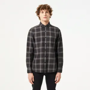 Мужская хлопковая рубашка Lacoste в клетку, черный, арт. CH2543