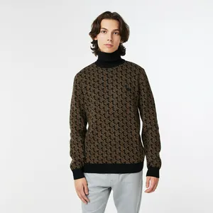 Мужской свитер Lacoste Contrast Collar Monogram, черный, арт. AH2337