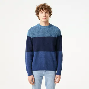 Мужской шерстяной свитер Lacoste в полоску, синий, арт. AH2519