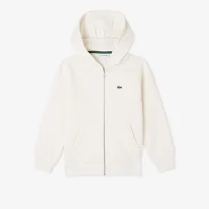Детская флисовая толстовка Lacoste с капюшоном на молнии, белый, арт. SJ9723