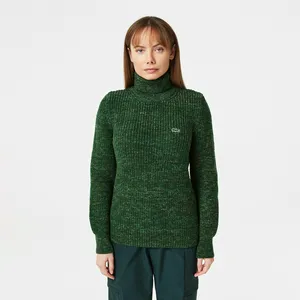 Женский шерстяной свитер Lacoste с высоким воротом, зеленый, арт. AF2418