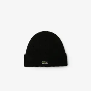 Вязаная шапка-бини Lacoste из шерсти, черный, арт. RB9883