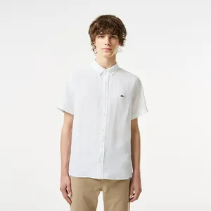 Мужская льняная рубашка Lacoste с коротким рукавом, белый, арт. CH5699T