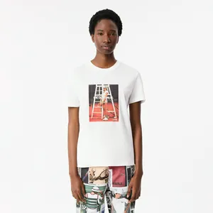 Женская хлопковая футболка Lacoste, белый, арт. TF9455