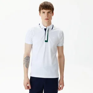 Мужское поло Lacoste с контрастным воротом, белый, арт. PH0405