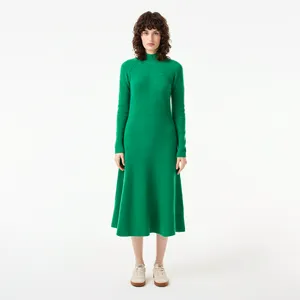 Женское шерстяное платье Lacoste с длинным рукавом, зеленый, арт. EF2573