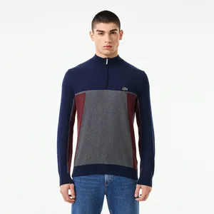 Мужской хлопковый свитер Lacoste на молнии, синий, арт. AH2506