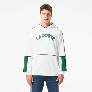 Мужская хлопковая толстовка Lacoste с капюшоном, белый, арт. SH2519