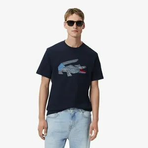 Мужская футболка Lacoste с рисунком крокодила, синий, арт. TH3603