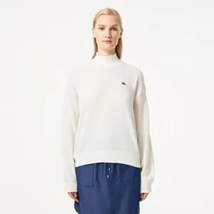 Женский шерстяной свитер Lacoste с высоким воротом, белый, арт. AF9542