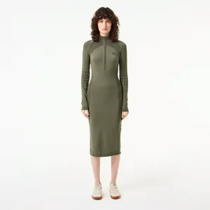 Женское облегающее длинное платье Lacoste, хаки, арт. EF2502