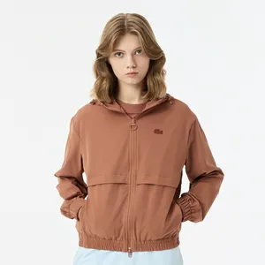 Женская лёгкая куртка Lacoste с капюшоном, коричневый, арт. BF0508