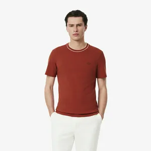 Мужская футболка Lacoste с воротником в полоску, коричневый, арт. TH8174