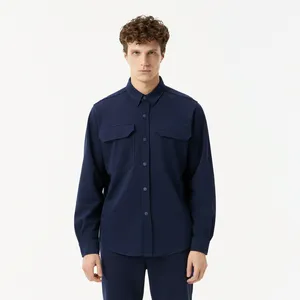 Мужская рубашка Lacoste на кнопках с большими нагрудными карманами, синий, арт. CH0505