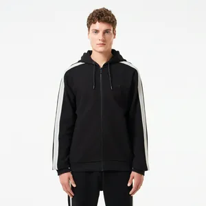 Мужская толстовка Lacoste на молнии с капюшоном и лампасами, черный, арт. SH2509R