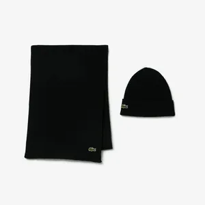 Вязаная шерстяная шапка Lacoste, черный, арт. RB5385