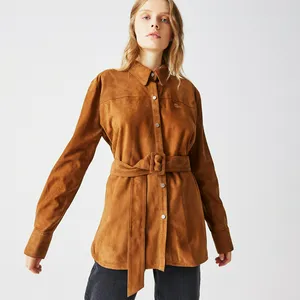 Женское кожаное полупальто Lacoste, коричневый, арт. BF0241